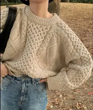 셀렉 모카 빈티지라이크 케이블 니트 여성용