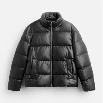 새상품급 ZARA 페이크 레더 다운 재킷 더블 지퍼 L