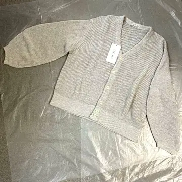 팩토리(FACTORY) 면 강연사 코튼 벌룬 슬리브 가디건