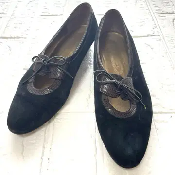 긴자 요시노야 펌프스 스웨이드 블랙 출퇴근 24.5cm