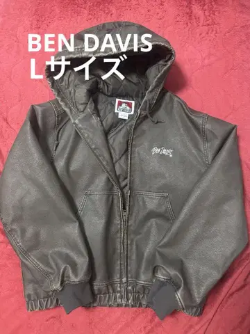 벤 데이비스 브라운 후드 부착 가죽 점퍼