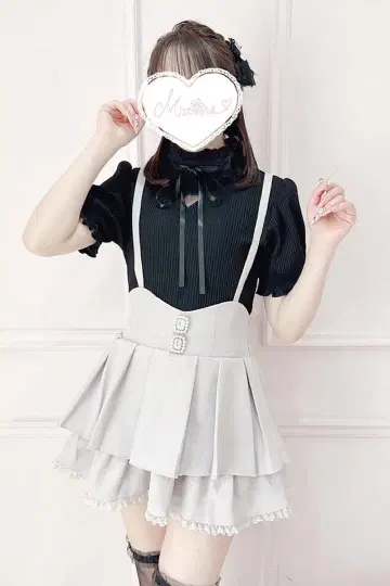 MA*RS 비쥬 장식 이단 프릴 치마바지 핑크