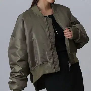 더블 ZIP 크롭 충전솜 MA1 카키 프리