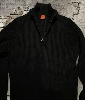 휴고보스 HUGO BOSS 90s 오렌지 택 하프 지퍼 니트 립편