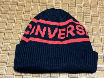 레어 컨버스 도쿄 x 뮤베일 로고 울 니트 캡 / 블랙 x 빨간색