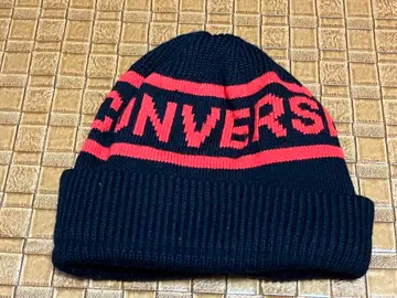 레어 컨버스 도쿄 x 뮤베일 로고 울 니트 캡 / 블랙 x 빨간색