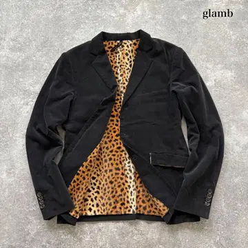 [ glamb ] 그램 코듀로이 테일러드 자켓 레오파드 무늬 블랙
