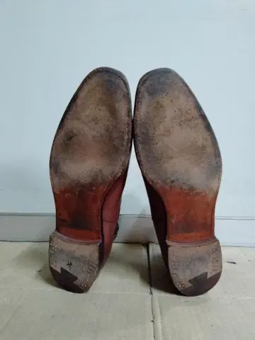브라운 가죽 사이드 고어 부츠