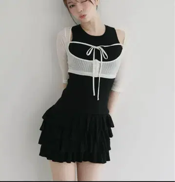 andmary Sophia frill set dress black