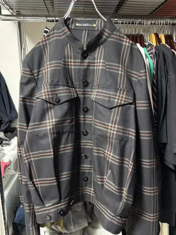 폴 스미스 체크 무늬 스탠드 카라 자켓