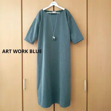 ART WORK BLUE 보트넥 드롭 숄더 원피스 일본제