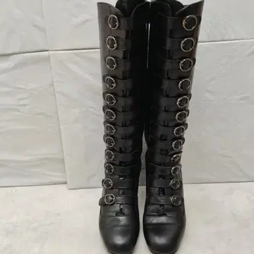 히스테릭스 롱 부츠 가죽 블랙