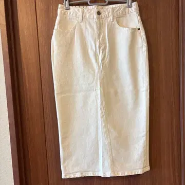 론 헤르만 화이트 데님 타이트 스커트