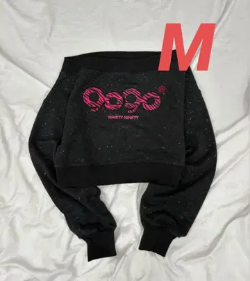 9090 OG 로고 글리터 오프숄더 스웨트