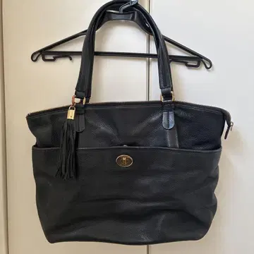 TOMMY HILFIGER 천연 가죽 토트백