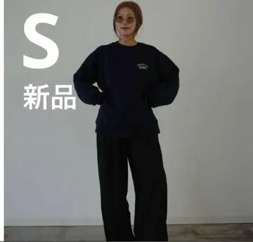 시마무라 hideka 원포인트 로고 자수 풀오버 네이비 S 새상품
