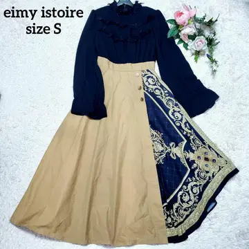 eimy istoire 이소재 마테리얼 믹스 롱 플레어 원피스 새상품급