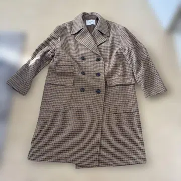 SLOBE IENA 체크 무늬 더블 브레스트 롱 코트