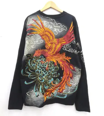 새상품급 카라쿠리타마시 294814 주작 자수 롱T 긴팔