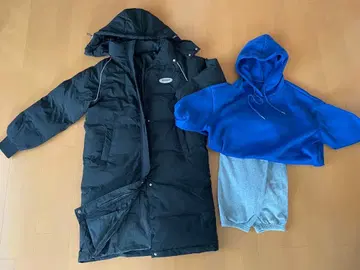 SHEIN 롱 코트 S 파랑 후드티 L