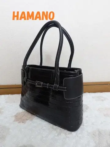 새상품급 HAMANO 하마노 가죽공예 악어 엠보싱 토트백 블랙