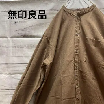 무인양품 스탠드 카라 셔츠 오버 셔츠 롱 기장 멋스러운 무지