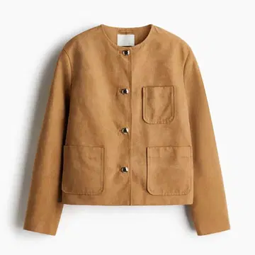 브라운 노카라 자켓 스웨이드풍