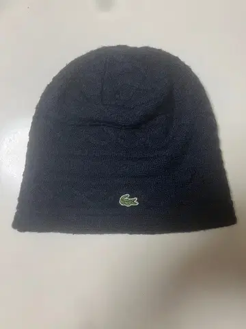 Lacoste 네이비 니트 모자 케이블 짜임