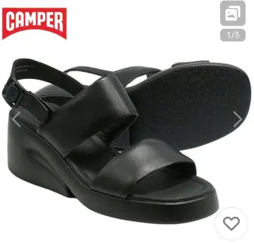 새상품 CAMPER 블랙 스트랩 샌들 EU38