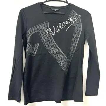 VALENZA40 블랙 V넥 티셔츠