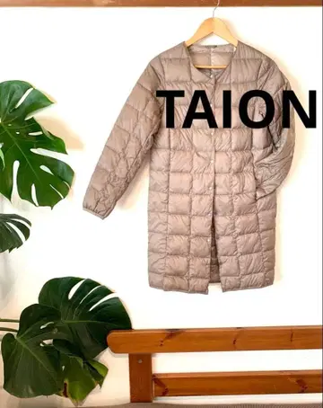 TAION 베이지 퀼팅 롱 다운 자켓