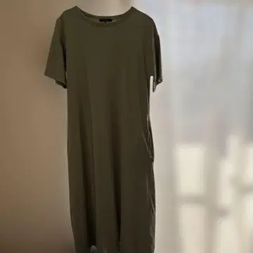 백화점 구매 올리브 그린 티셔츠 반팔 롱 원피스