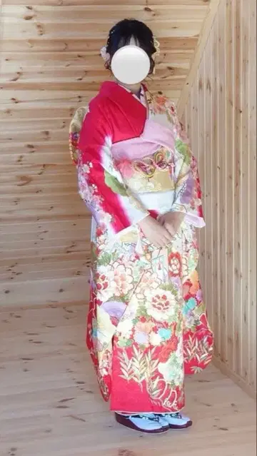 성인식 빨간색 후리소데 잡화 일식 세트