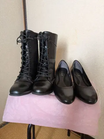 레이스업 부츠 LL, 펌프스 24cm 4E 2~3회 사용 신발 블랙
