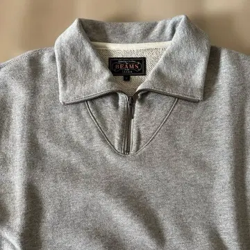 [ 착용 3회 ] 빔즈플러스 하프 지퍼 맨투맨 그레이 S