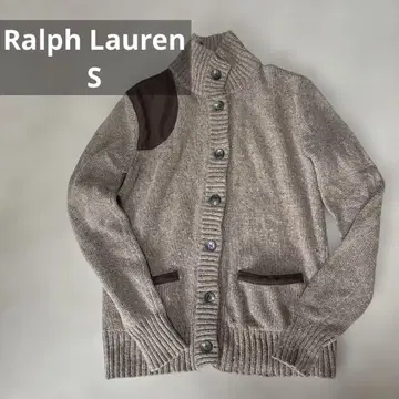 랄프 로렌 베이지 계열 버튼 포함 하이넥 니트 가디건 사이즈 S