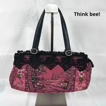 Think bee! 핸드백 핑크 레이스 스팽글