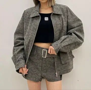 [ 셋업 ] 인조 가죽 a-2 플라이트 자켓 & 숏팬츠 믹스