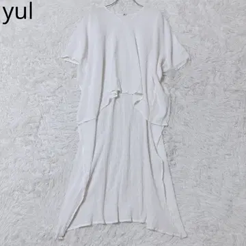 요루 롱 원피스 비대칭 드레이프 심플 화이트 청순 F
