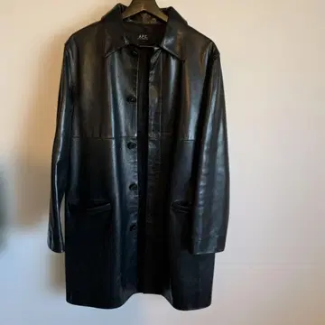 A.P.C. 블랙 가죽 코트 M