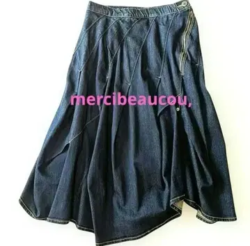 메르시보크 데님 플레어 스커트 비대칭 인디고 사이즈 1