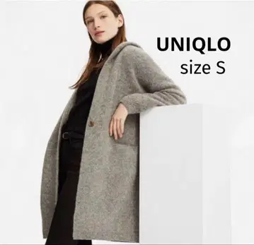 미사용 새상품 UNIQLO 멜란지 울 후데트 니트 코트 택 포함