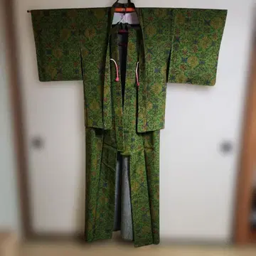 꽃무늬 그린 컬러 기모노 앙상블
