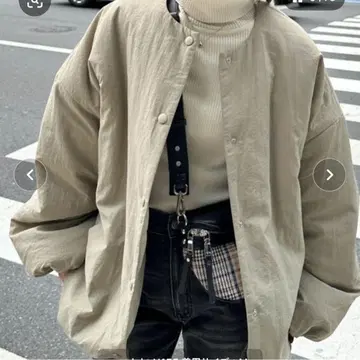 노카라 오버 사이즈 충전솜 블루종 아우터