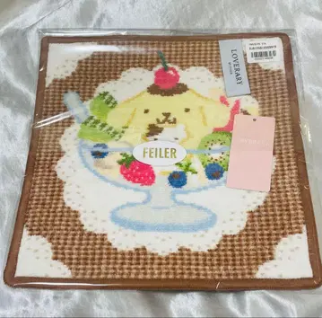 FEILER 폼폼푸딩 콜라보 손수건 화이트 x 브라운