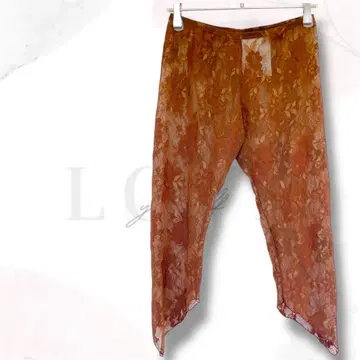 미사용 카요 시스루 와이드 팬츠 M-L 브라운 레이스 고급 비침 멋스러움