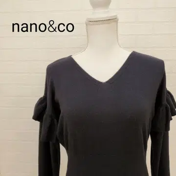 nano & co 플레어 슬리브 프릴 니트