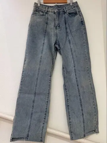 와이드 레그 데님 XL 사이즈 데님 청바지 데미지 실루엣 예쁨