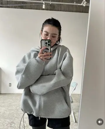 푸우 그레이 후드 부착 후드티 종이상자 후드티