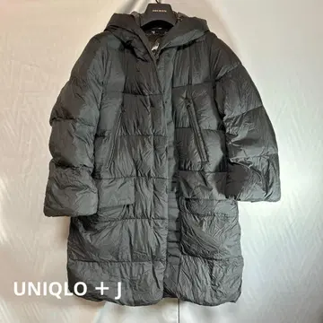 UNIQLO 다운 롱 코트 +J 여성용 L 블랙 롱 기장